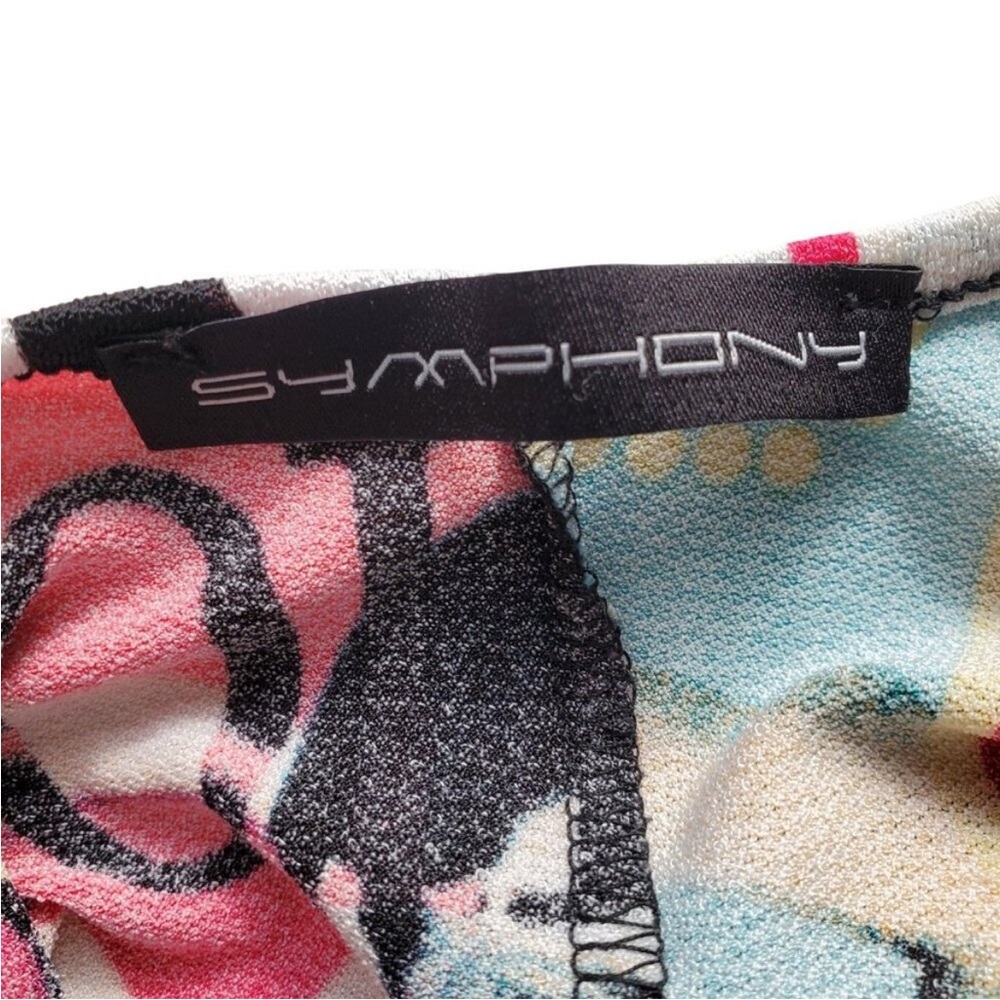 Symphony - 80's Punk Era Style Graphic Printed BodyCon Stretchy Colorful Dress - Picture 5 of 11